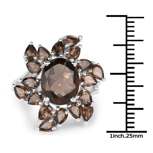 5.69 Carat Genuine Smoky Quartz .925 Sterling Silver Ring on sale at MyriadMart
