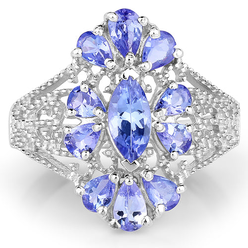 2.07 Carat Genuine Tanzanite .925 Sterling Silver Ring on sale at MyriadMart