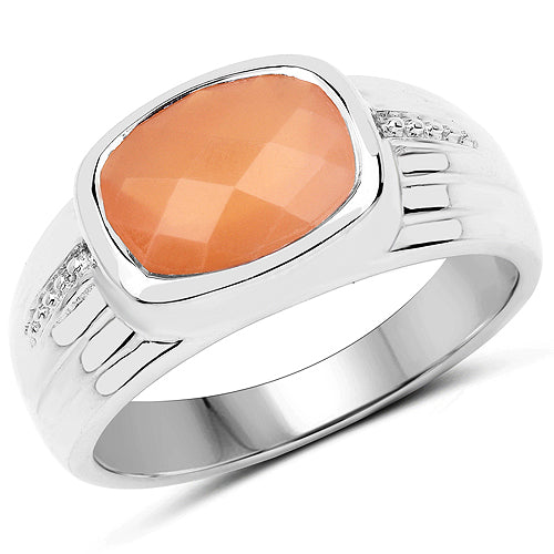 2.60 Carat Genuine Peach Moonstone .925 Sterling Silver Ring on sale at MyriadMart