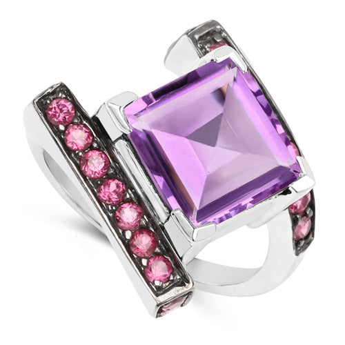 6.90 Carat Genuine Amethyst and Rhodolite .925 Sterling Silver Ring on sale at MyriadMart