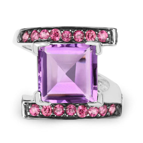 6.90 Carat Genuine Amethyst and Rhodolite .925 Sterling Silver Ring on sale at MyriadMart