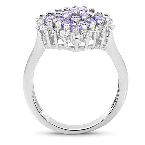 2.40 Carat Genuine Tanzanite and White Topaz .925 Sterling Silver Ring on sale at MyriadMart