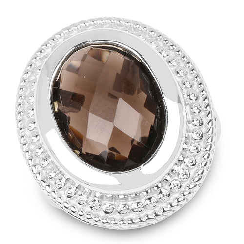7.90 Carat Genuine Smoky Quartz .925 Sterling Silver Ring on sale at MyriadMart