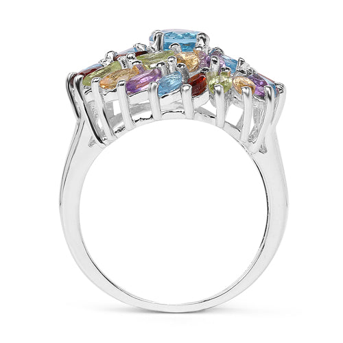 3.70 Carat Genuine Multi Stone .925 Sterling Silver Ring on sale at MyriadMart