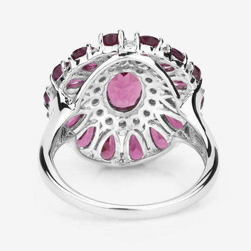 6.19 Carat Genuine Rhodolite and White Topaz .925 Sterling Silver Ring on sale at MyriadMart