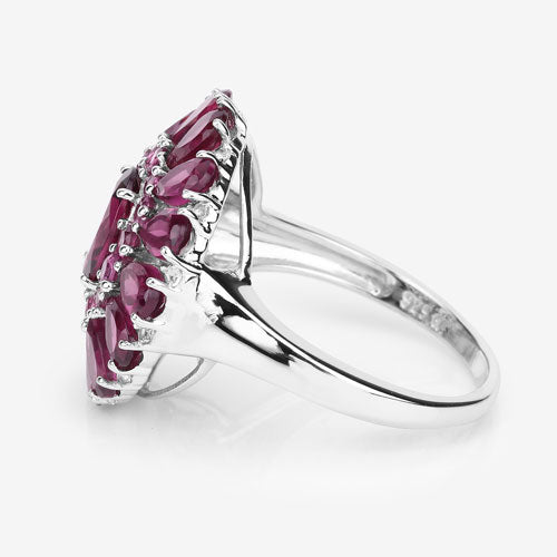 6.19 Carat Genuine Rhodolite and White Topaz .925 Sterling Silver Ring on sale at MyriadMart
