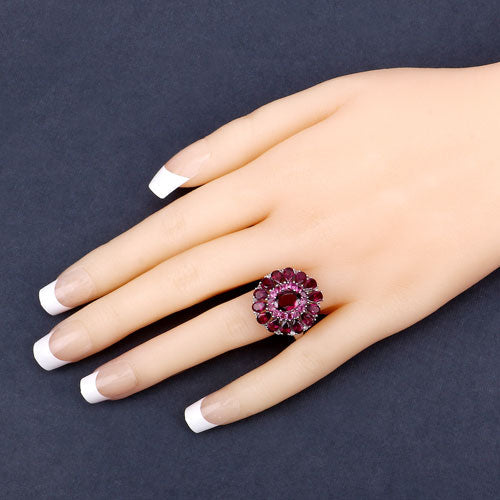 6.19 Carat Genuine Rhodolite and White Topaz .925 Sterling Silver Ring on sale at MyriadMart