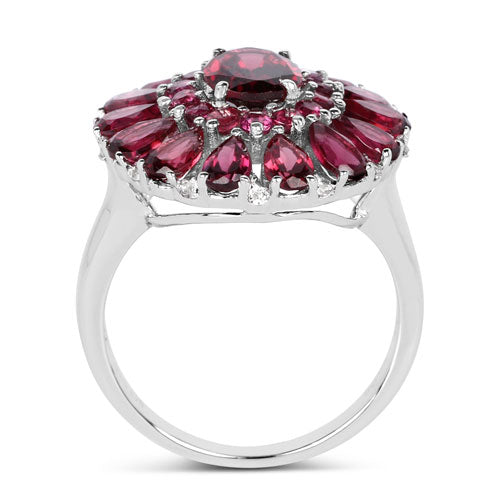 6.19 Carat Genuine Rhodolite and White Topaz .925 Sterling Silver Ring on sale at MyriadMart