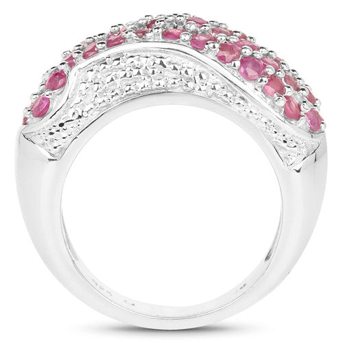 1.81 Carat Genuine Ruby and White Zircon .925 Sterling Silver Ring on sale at MyriadMart