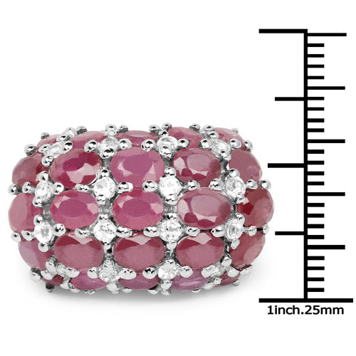 8.54 Carat Glass Filled Ruby and White Topaz .925 Sterling Silver Ring on sale at MyriadMart