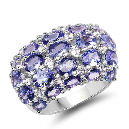 7.29 Carat Genuine Tanzanite and White Topaz .925 Sterling Silver Ring on sale at MyriadMart