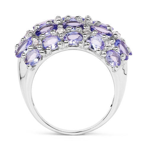 7.29 Carat Genuine Tanzanite and White Topaz .925 Sterling Silver Ring on sale at MyriadMart