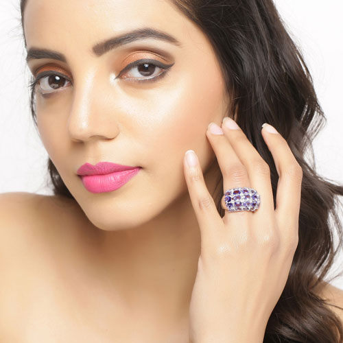 7.29 Carat Genuine Tanzanite and White Topaz .925 Sterling Silver Ring on sale at MyriadMart