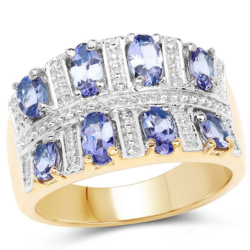 14K Yellow Gold Plated 1.68 Carat Genuine Tanzanite .925 Sterling Silver Ring on sale at MyriadMart