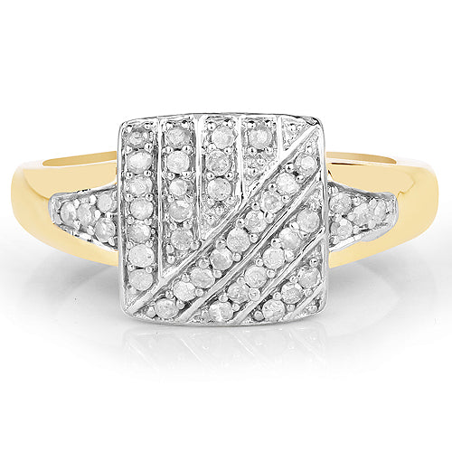 14K Yellow Gold Plated 0.23 Carat Genuine White Diamond .925 Sterling Silver Ring on sale at MyriadMart