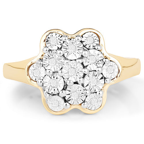 14K Yellow Gold Plated 0.07 Carat Genuine White Diamond .925 Sterling Silver Ring on sale at MyriadMart