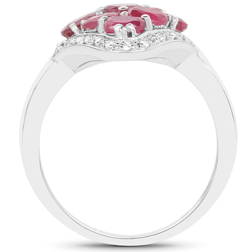 2.12 Carat Genuine Glass Filled Ruby & White Zircon .925 Sterling Silver Ring on sale at MyriadMart