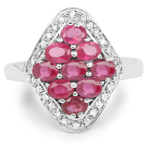 2.12 Carat Genuine Glass Filled Ruby & White Zircon .925 Sterling Silver Ring on sale at MyriadMart