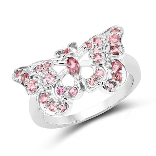 0.83 Carat Genuine Pink Tourmaline .925 Sterling Silver Ring on sale at MyriadMart