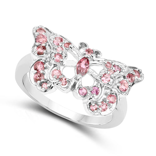 0.83 Carat Genuine Pink Tourmaline .925 Sterling Silver Ring on sale at MyriadMart