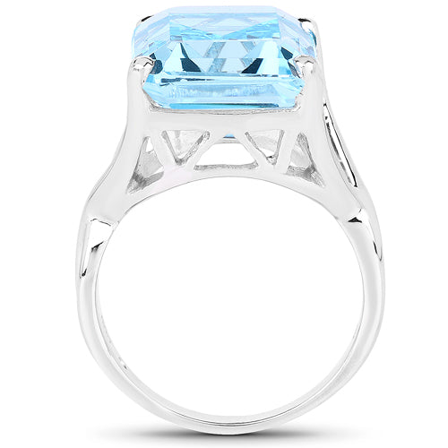 14.20 Carat Genuine Blue Topaz .925 Sterling Silver Ring on sale at MyriadMart