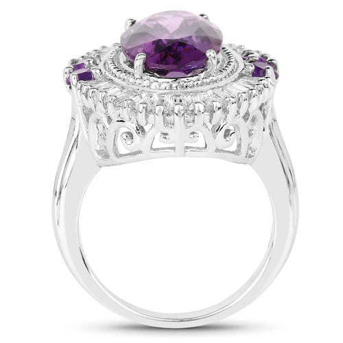 7.96 Carat Genuine Amethyst and White Topaz .925 Sterling Silver Ring on sale at MyriadMart