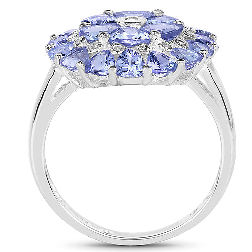 2.96 Carat Genuine Tanzanite and White Diamond .925 Sterling Silver Ring on sale at MyriadMart