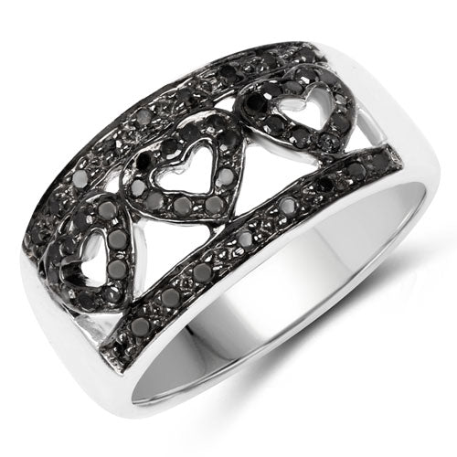 0.32 Carat Genuine Black Diamond .925 Sterling Silver Ring on sale at MyriadMart