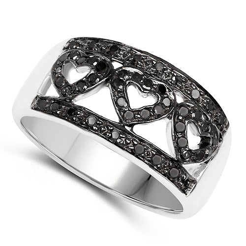 0.32 Carat Genuine Black Diamond .925 Sterling Silver Ring on sale at MyriadMart