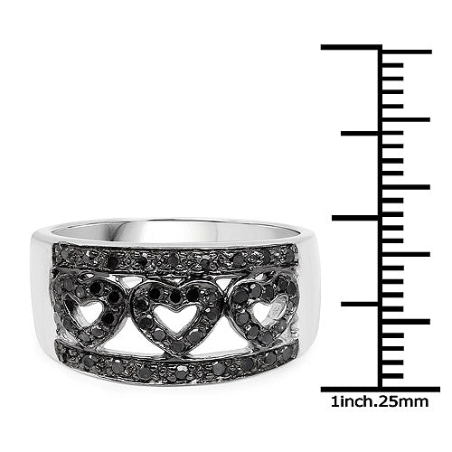 0.32 Carat Genuine Black Diamond .925 Sterling Silver Ring on sale at MyriadMart