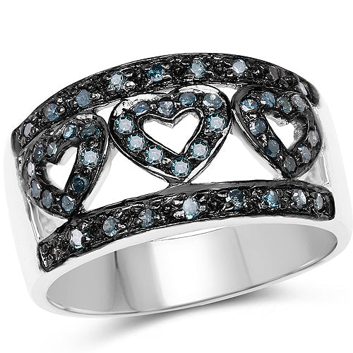 0.32 Carat Genuine Blue Diamond .925 Sterling Silver Ring on sale at MyriadMart