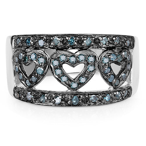 0.32 Carat Genuine Blue Diamond .925 Sterling Silver Ring on sale at MyriadMart