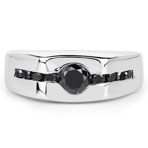 0.74 Carat Genuine Black Diamond .925 Sterling Silver Ring on sale at MyriadMart