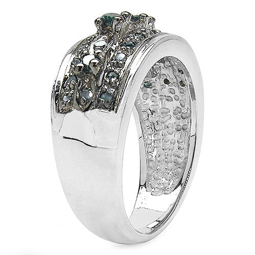 0.27 Carat Genuine Blue Diamond .925 Sterling Silver Ring on sale at MyriadMart