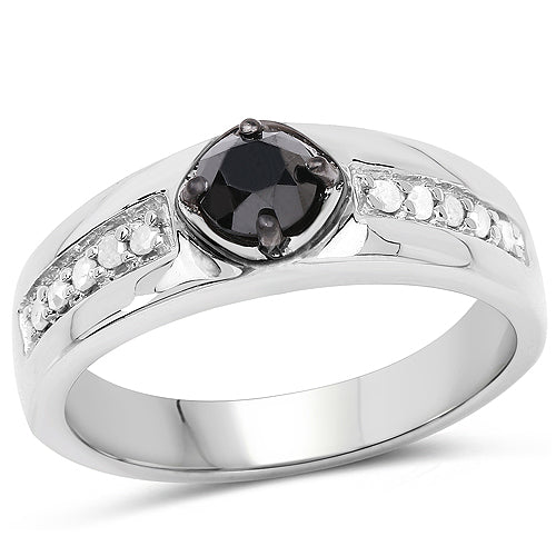 0.65 Carat Genuine Black Diamond and White Diamond .925 Sterling Silver Ring on sale at MyriadMart