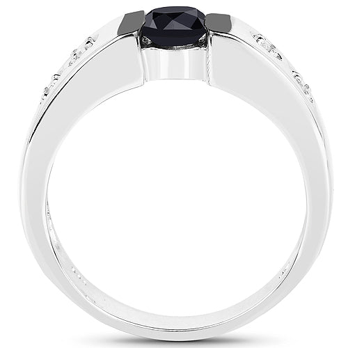 0.56 Carat Genuine Black Diamond and White Diamond .925 Sterling Silver Ring on sale at MyriadMart