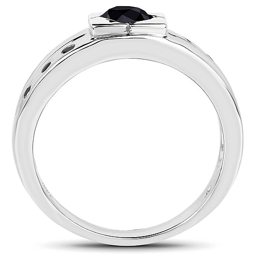 0.56 Carat Genuine Black Diamond .925 Sterling Silver Ring on sale at MyriadMart