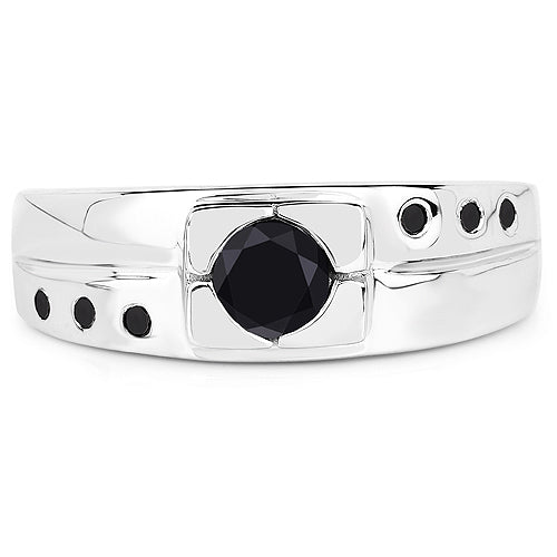 0.56 Carat Genuine Black Diamond .925 Sterling Silver Ring on sale at MyriadMart