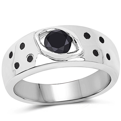 0.59 Carat Genuine Black Diamond .925 Sterling Silver Ring on sale at MyriadMart