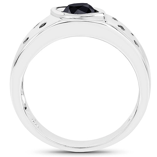 0.59 Carat Genuine Black Diamond .925 Sterling Silver Ring on sale at MyriadMart