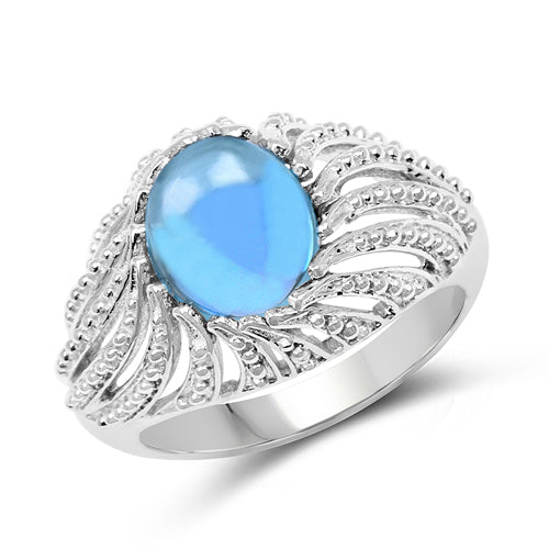 3.65 Carat Genuine Swiss Blue Topaz .925 Sterling Silver Ring on sale at MyriadMart