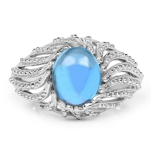 3.65 Carat Genuine Swiss Blue Topaz .925 Sterling Silver Ring on sale at MyriadMart