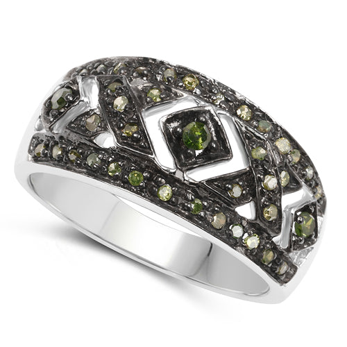 0.27 Carat Genuine Green Diamond .925 Sterling Silver Ring on sale at MyriadMart