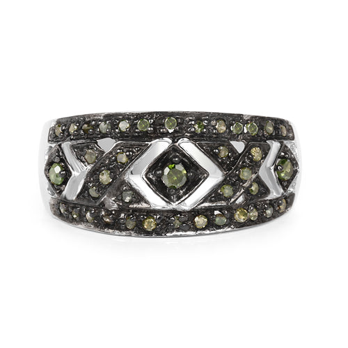 0.27 Carat Genuine Green Diamond .925 Sterling Silver Ring on sale at MyriadMart