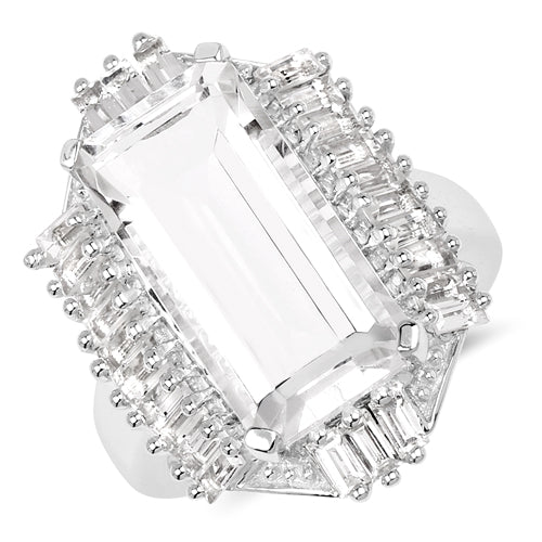 9.77 Carat Genuine Crystal Quartz & White Topaz .925 Sterling Silver Ring on sale at MyriadMart