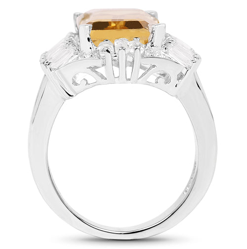 9.13 Carat Genuine Citrine & White Topaz .925 Sterling Silver Ring on sale at MyriadMart