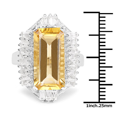9.13 Carat Genuine Citrine & White Topaz .925 Sterling Silver Ring on sale at MyriadMart