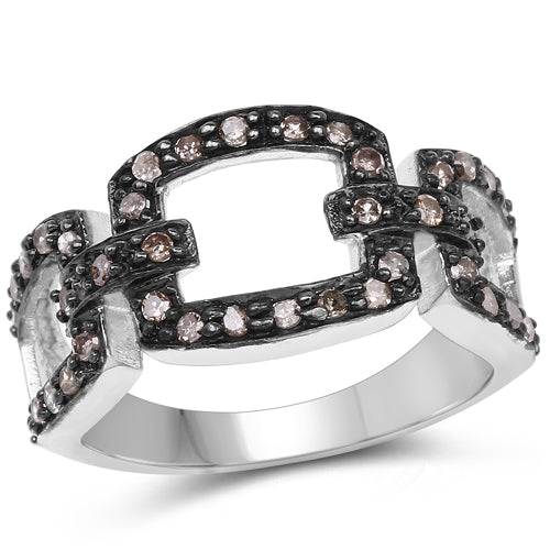 0.32 Carat Genuine Champagne Diamond .925 Sterling Silver Ring on sale at MyriadMart