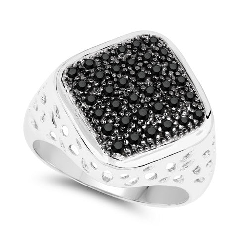 0.54 Carat Genuine Black Diamond .925 Sterling Silver Ring on sale at MyriadMart