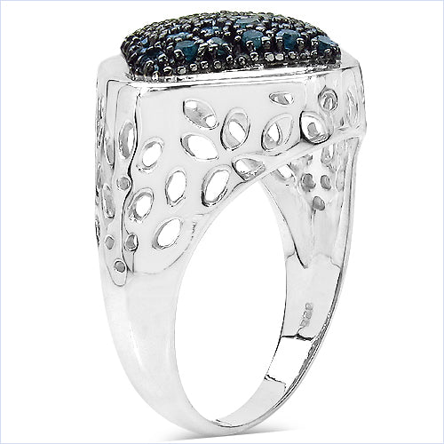 0.54 Carat Genuine Blue Diamond .925 Sterling Silver Ring on sale at MyriadMart